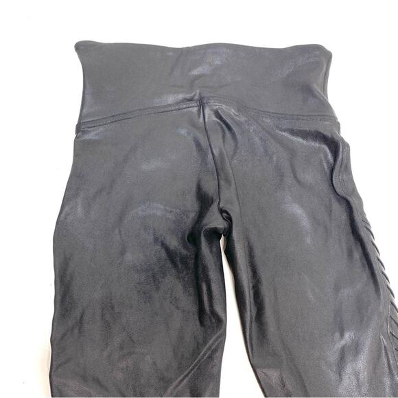 Spanx High Waisted Faux Leather Moto Leggings Black M - Picture 3 of 10